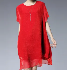 Silk Plus Size Loose Style Spring Women Dresses