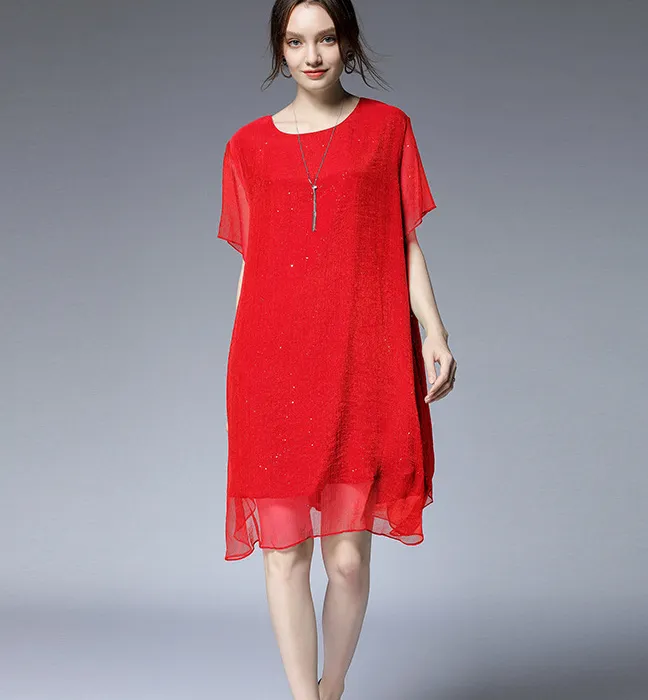 Silk Plus Size Loose Style Spring Women Dresses