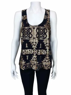 Skies are Blue, Women's Sequin Patterned Tank, Black/Gold, Size