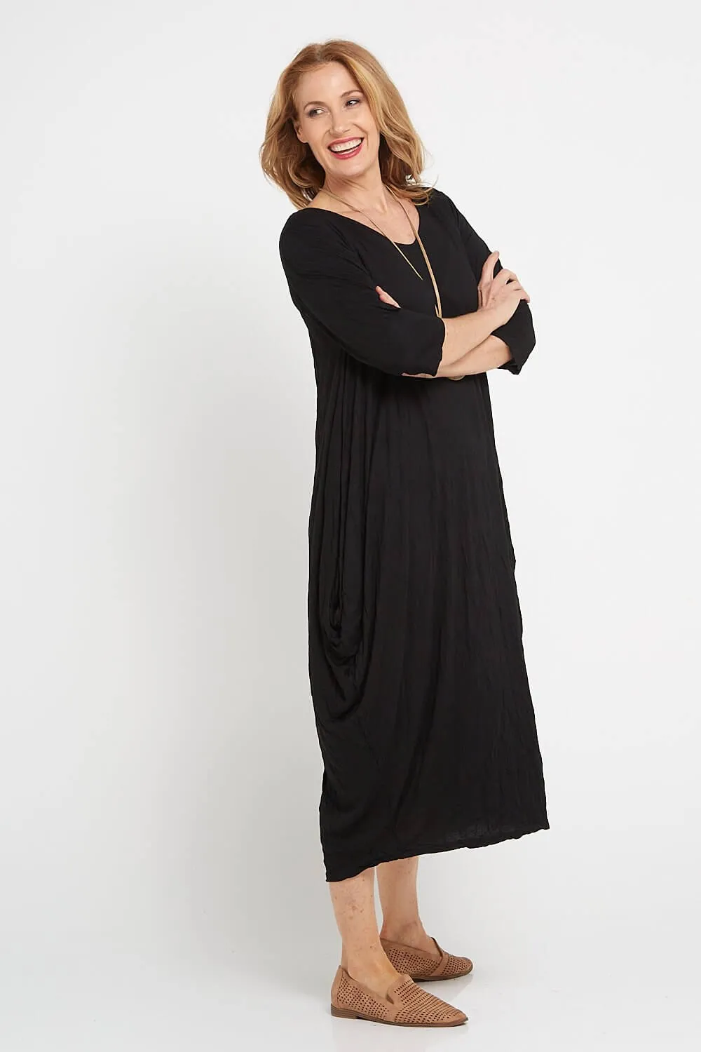 Sleeved Zoe Dress - Black