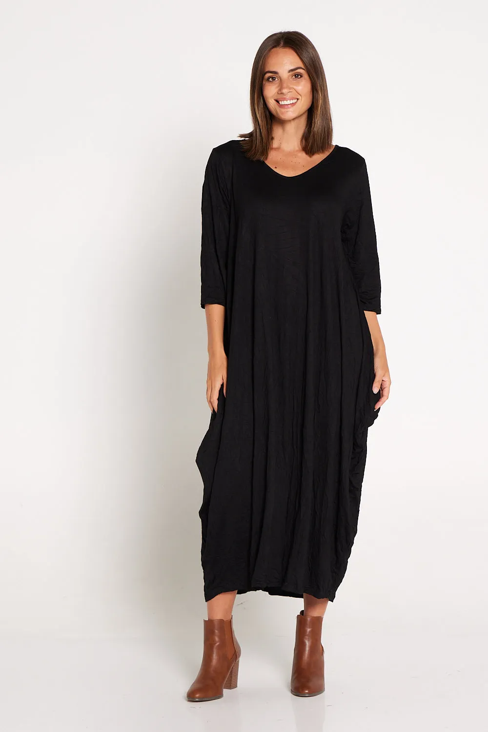 Sleeved Zoe Dress - Black