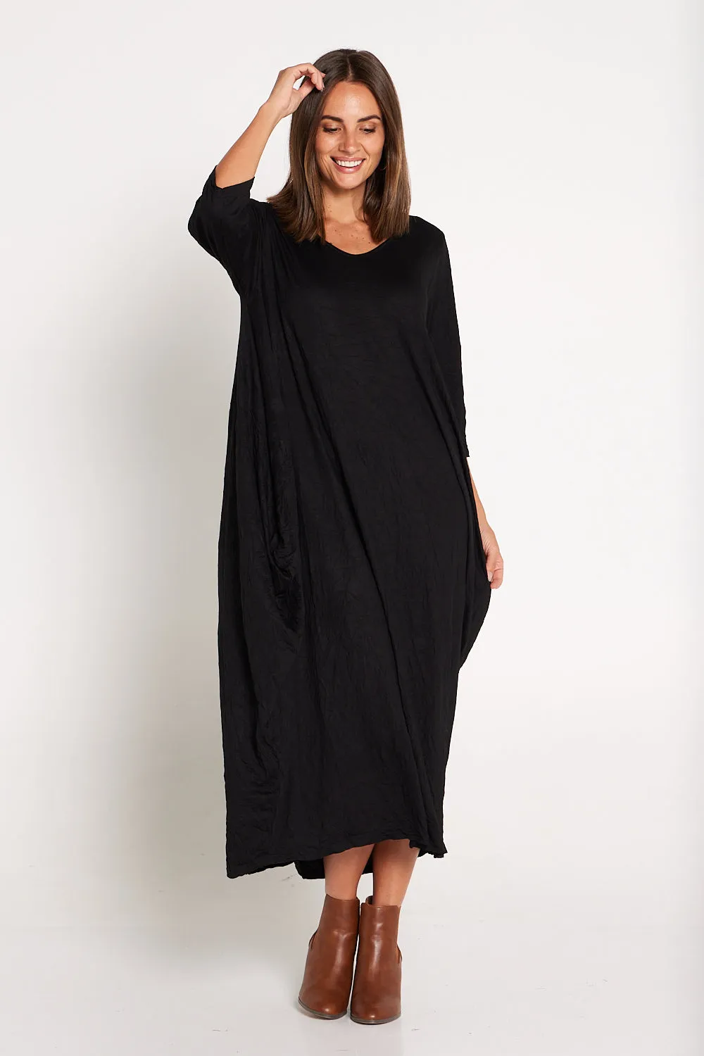 Sleeved Zoe Dress - Black