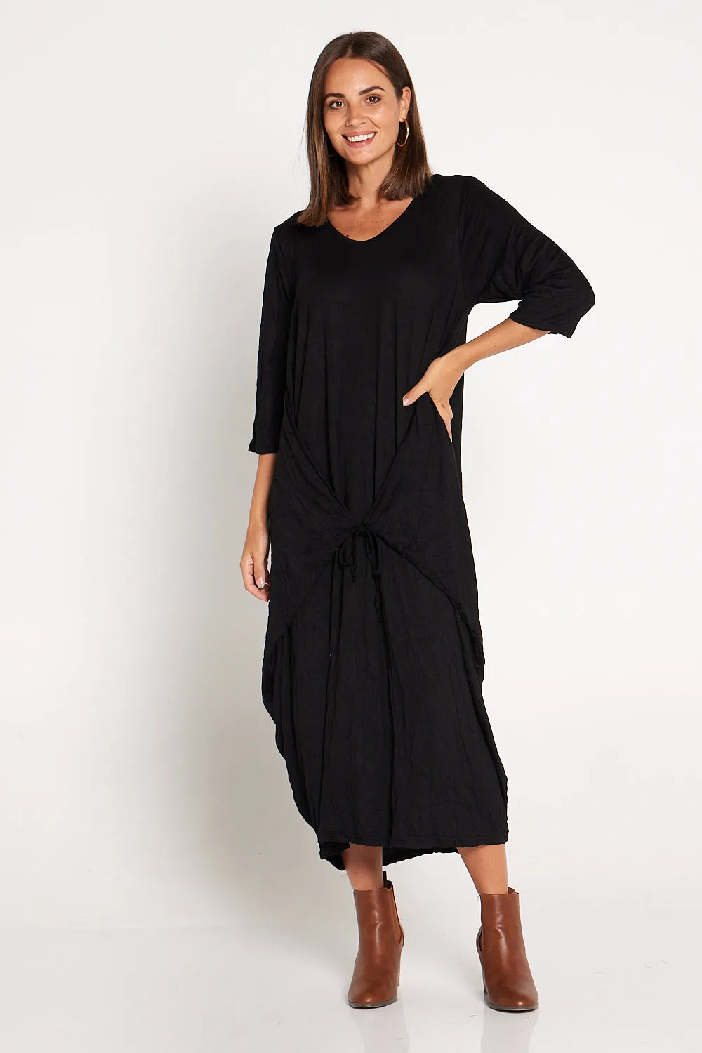 Sleeved Zoe Dress - Black