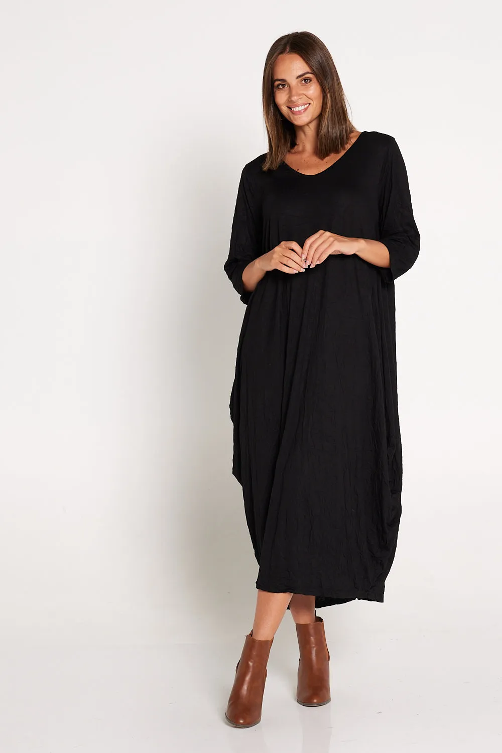 Sleeved Zoe Dress - Black