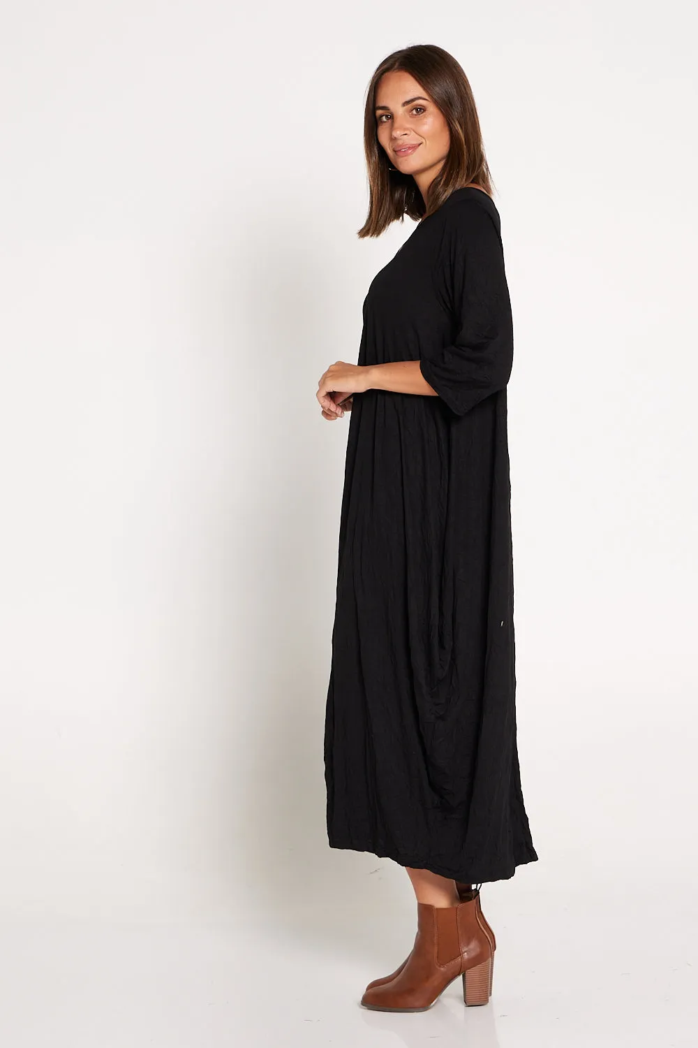 Sleeved Zoe Dress - Black