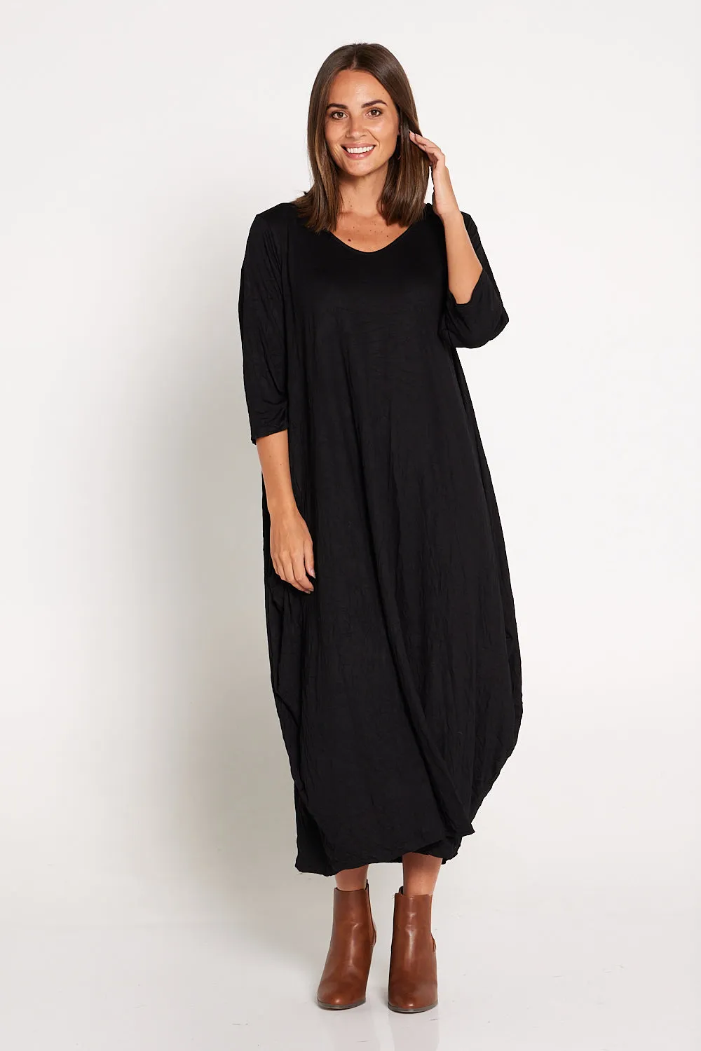 Sleeved Zoe Dress - Black