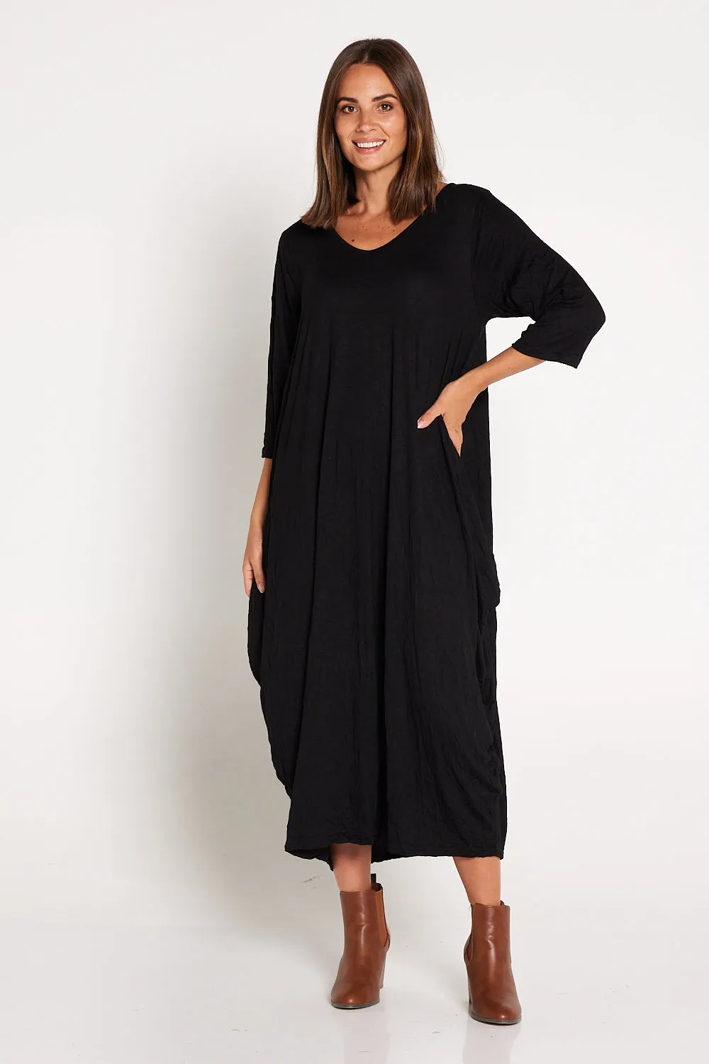 Sleeved Zoe Dress - Black