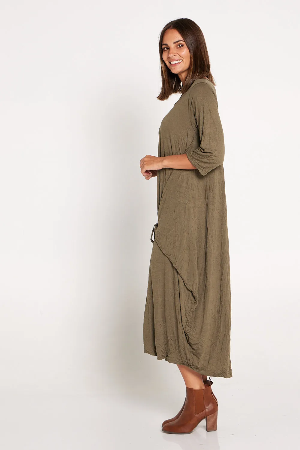 Sleeved Zoe Dress - Caper