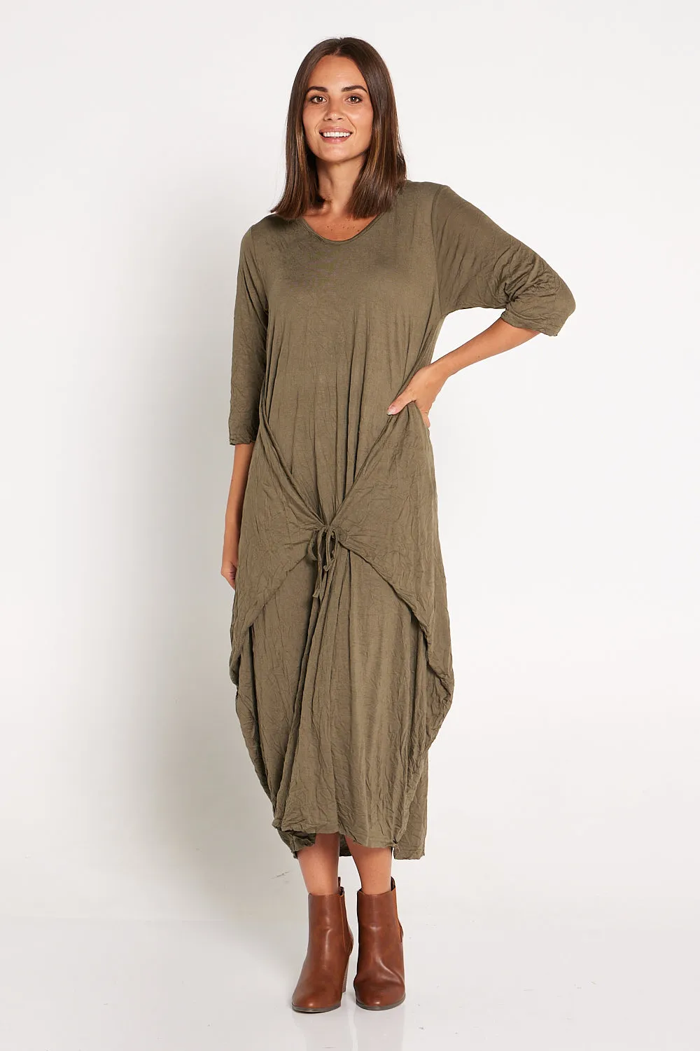 Sleeved Zoe Dress - Caper