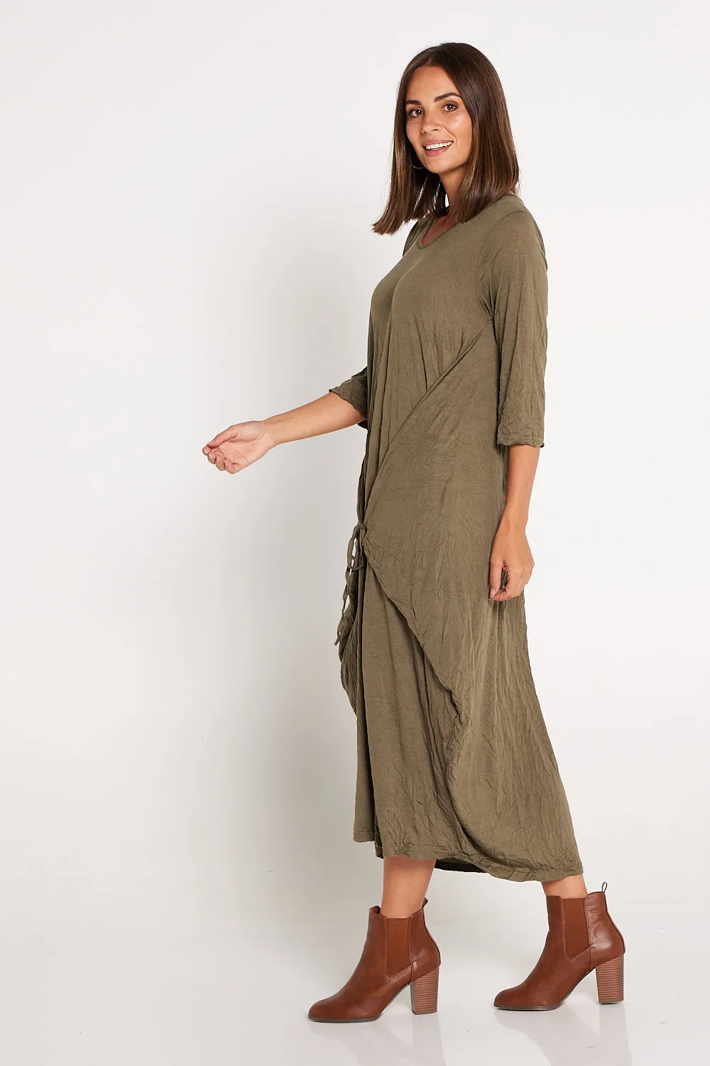 Sleeved Zoe Dress - Caper