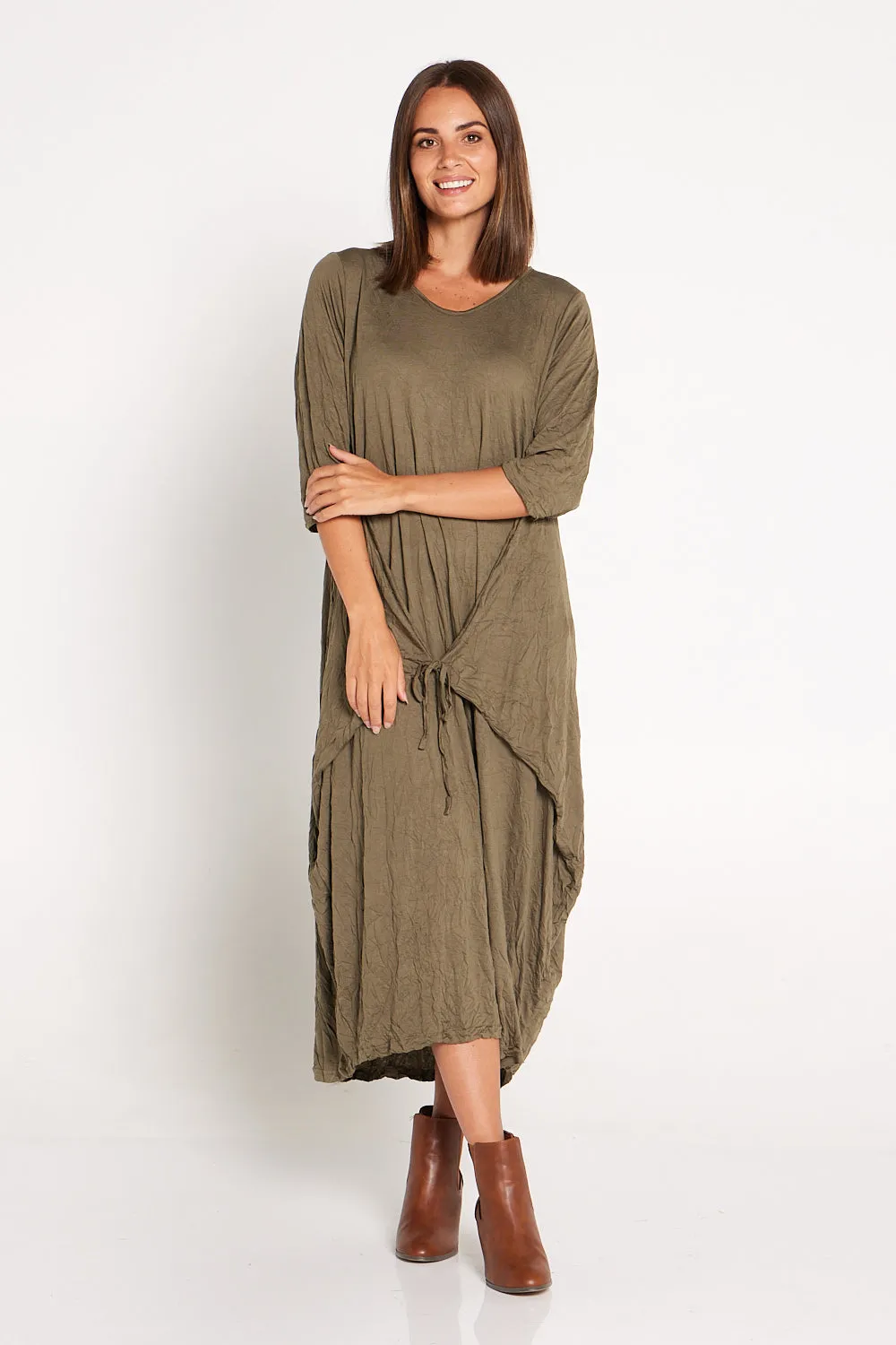 Sleeved Zoe Dress - Caper