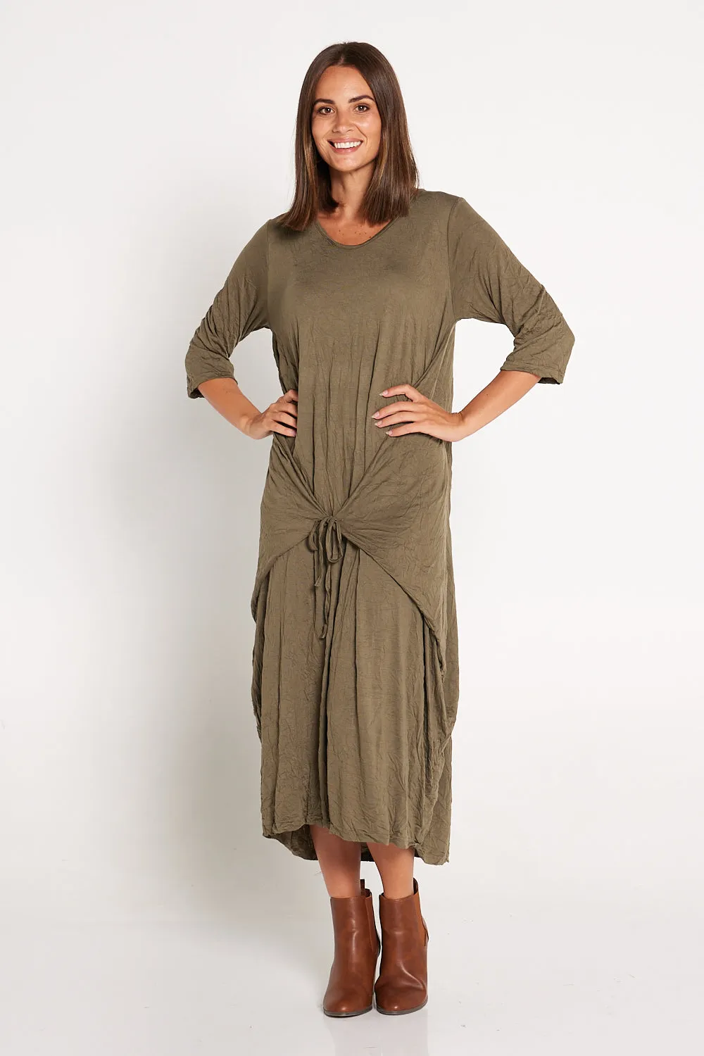 Sleeved Zoe Dress - Caper