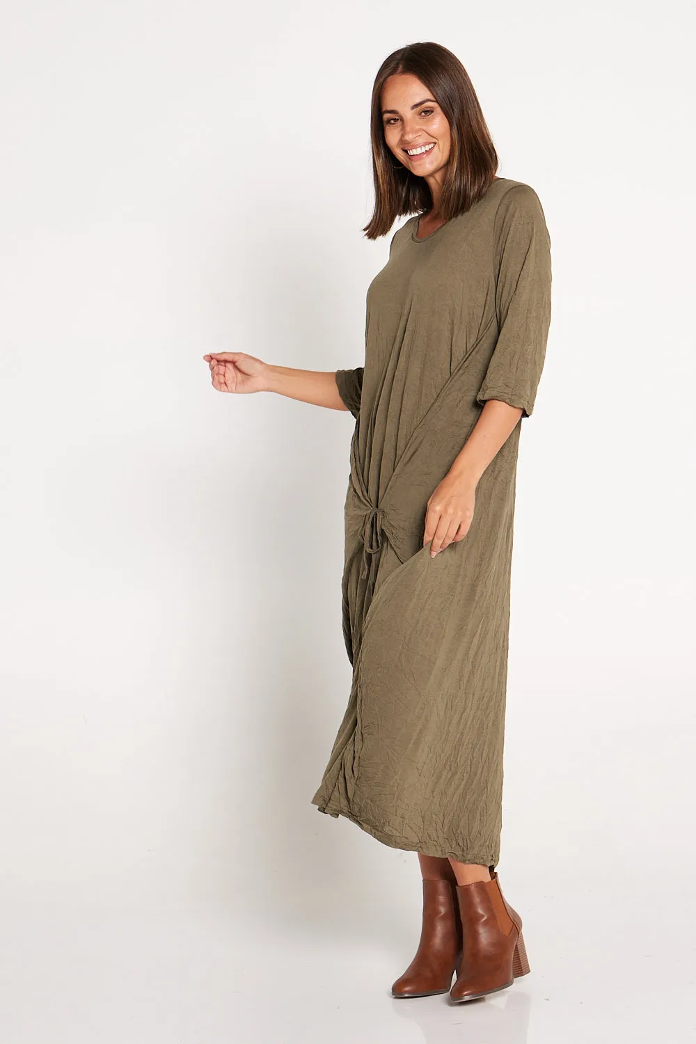 Sleeved Zoe Dress - Caper