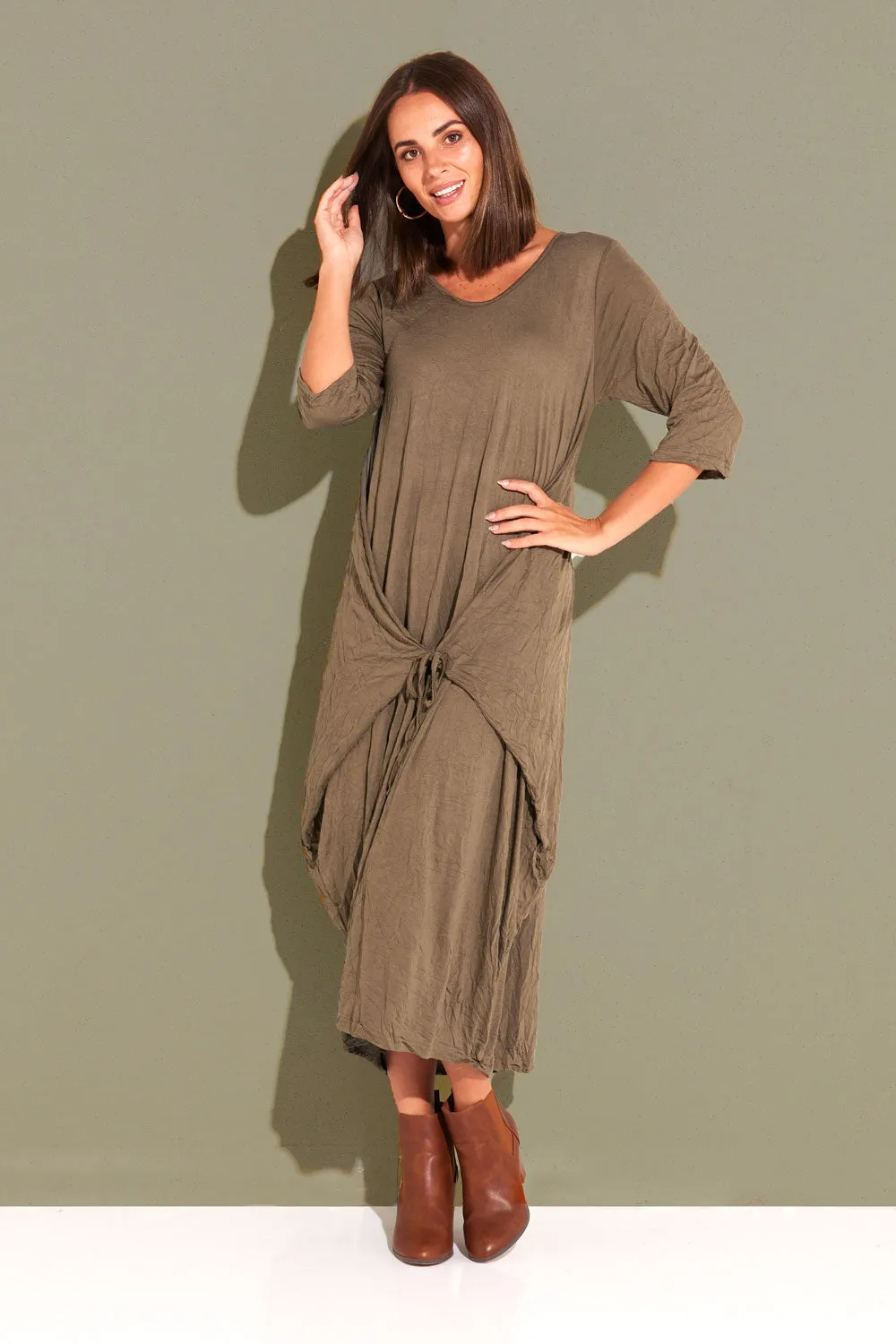 Sleeved Zoe Dress - Caper