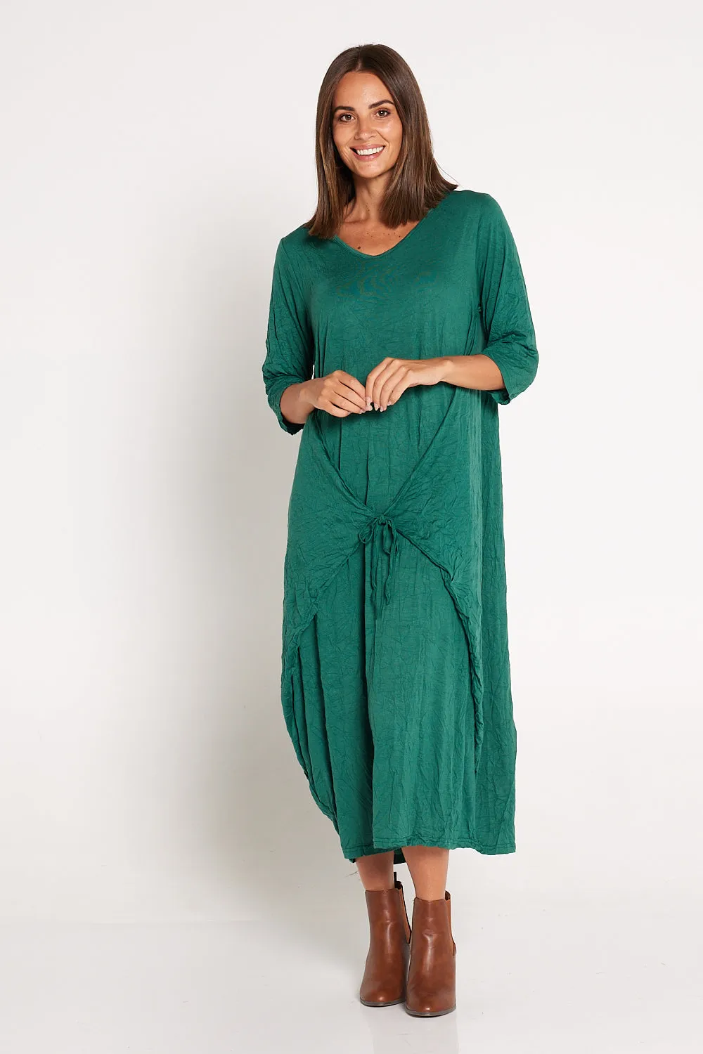 Sleeved Zoe Dress - Forest