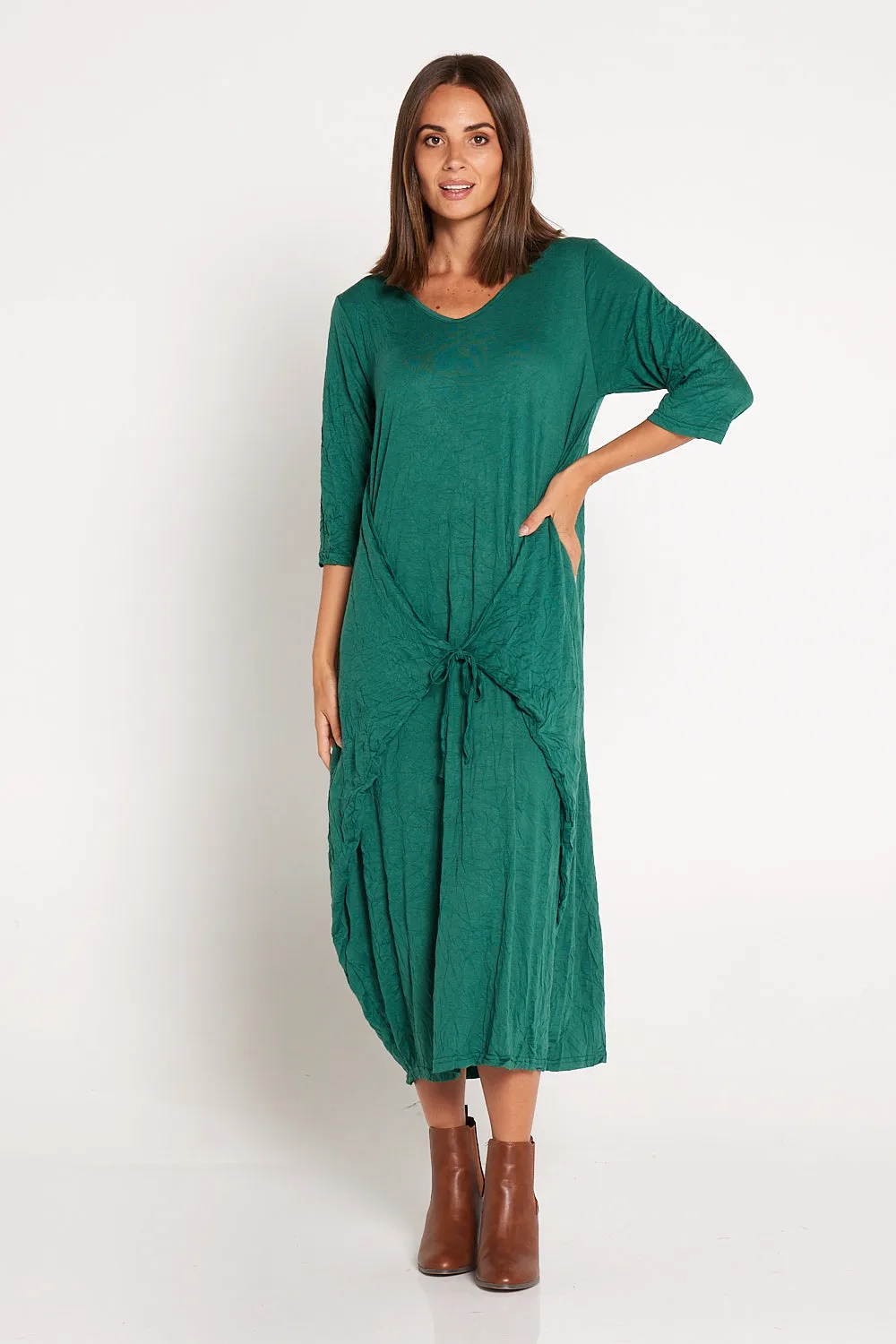 Sleeved Zoe Dress - Forest