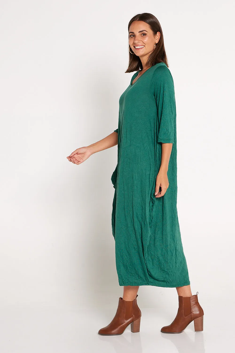 Sleeved Zoe Dress - Forest