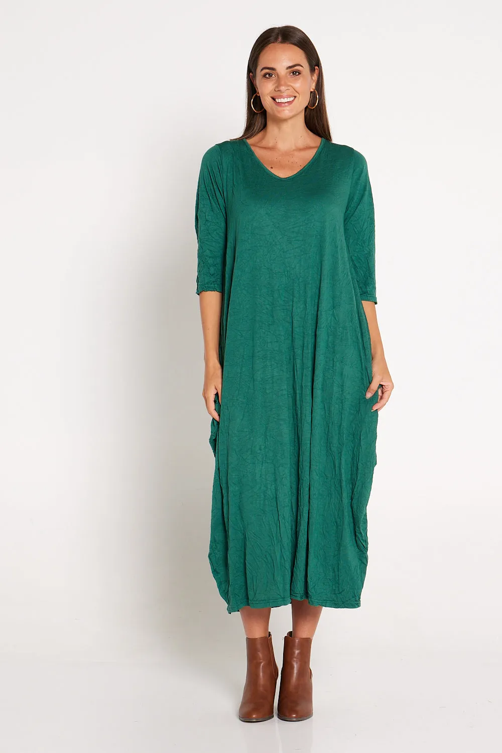 Sleeved Zoe Dress - Forest