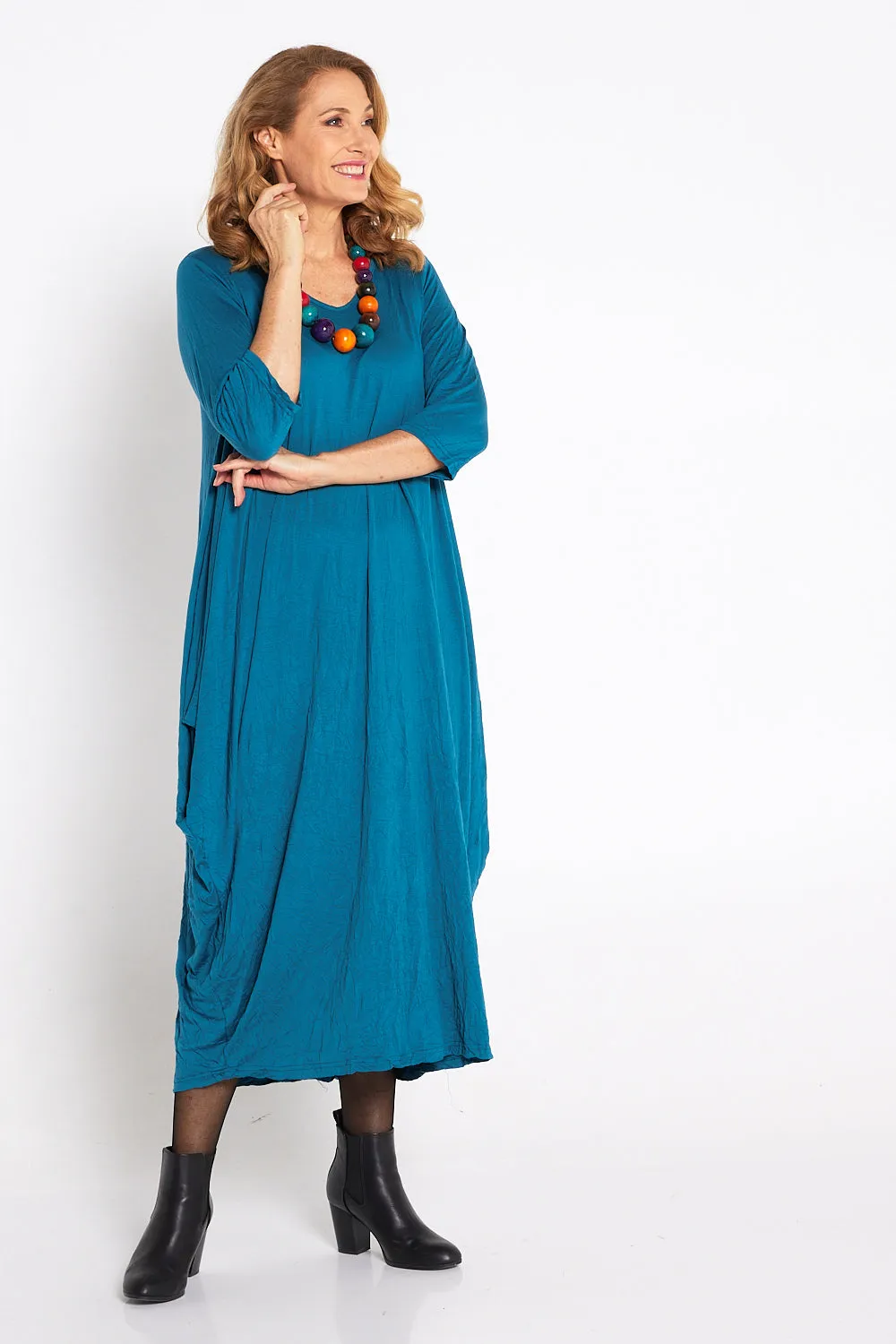 Sleeved Zoe Dress - Teal