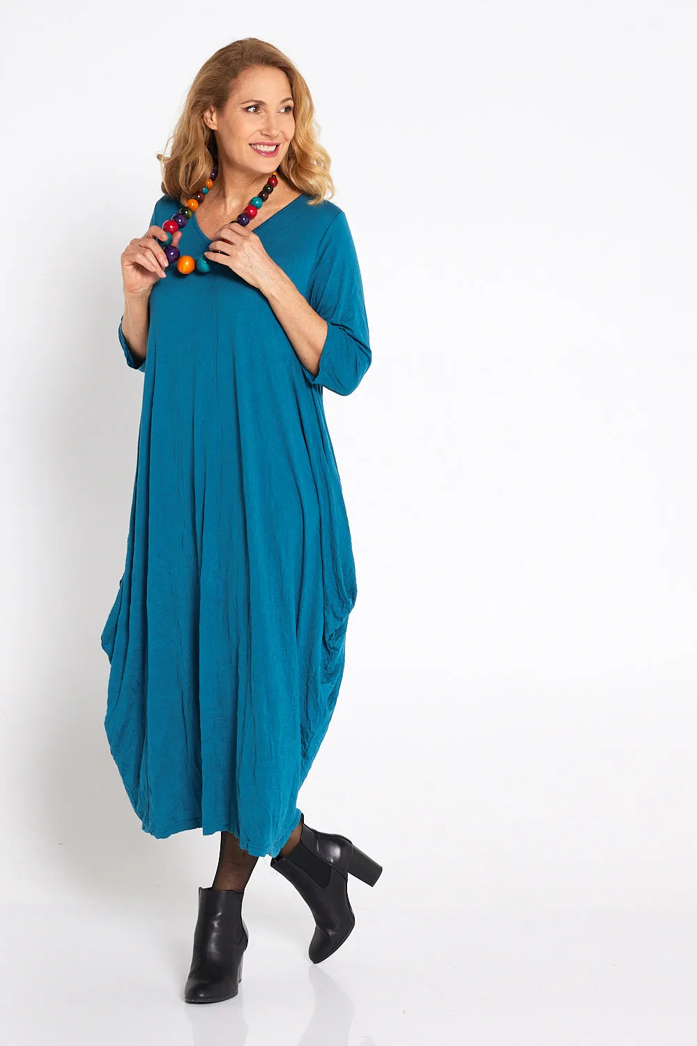 Sleeved Zoe Dress - Teal