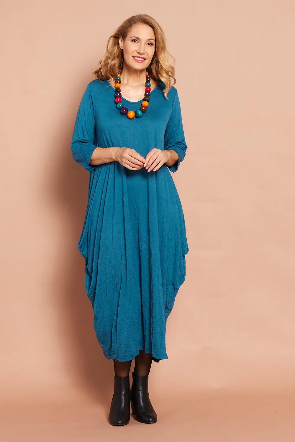 Sleeved Zoe Dress - Teal