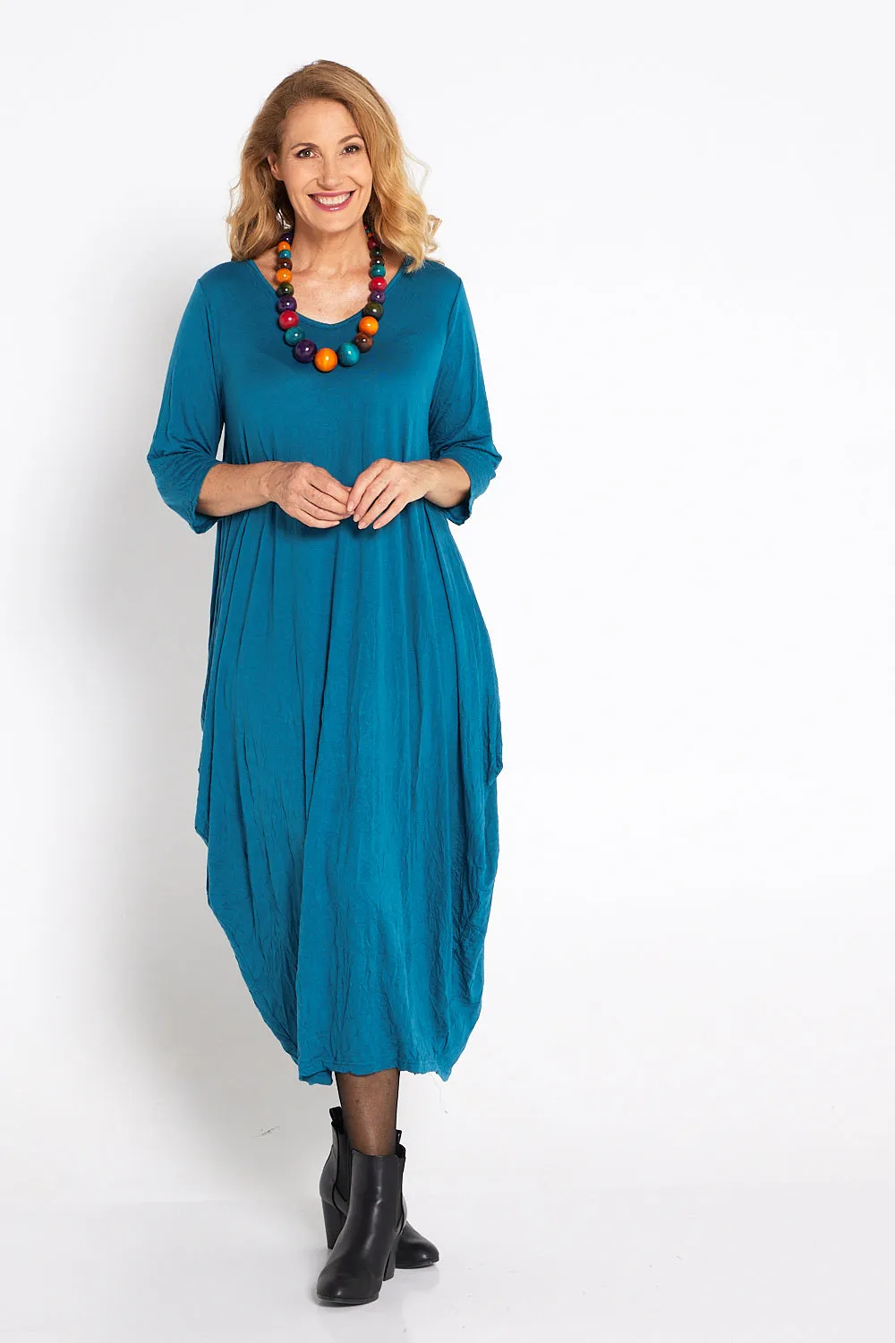 Sleeved Zoe Dress - Teal