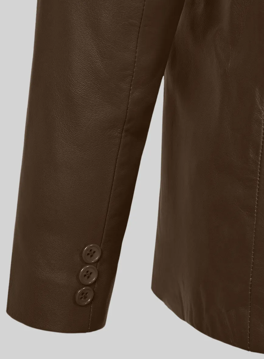 Soft Scottish Brown Leather Pea Coat