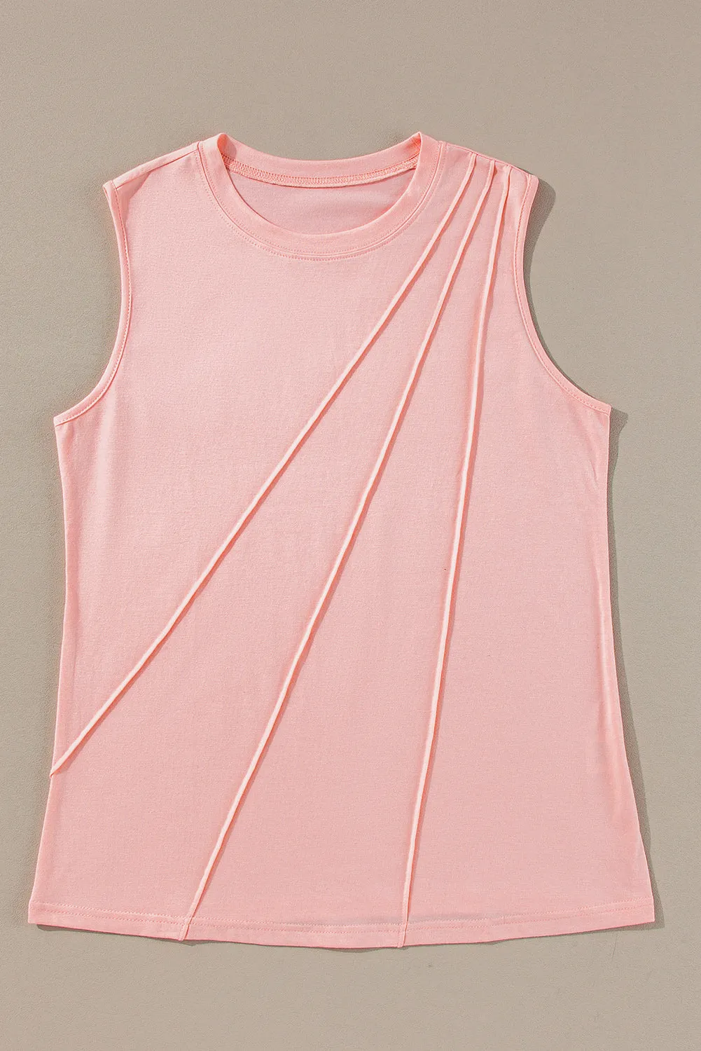 Solid Color Crew Neck Pleated Sleeveless Top – Keep It Simple, Keep It Sexy 💖