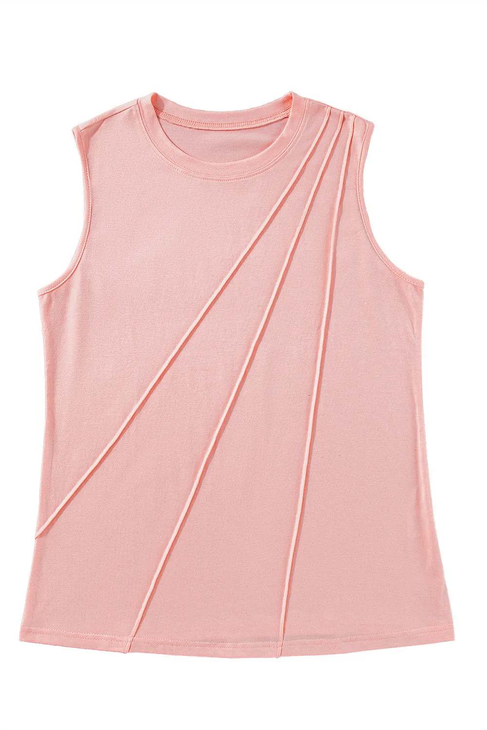 Solid Color Crew Neck Pleated Sleeveless Top – Keep It Simple, Keep It Sexy 💖