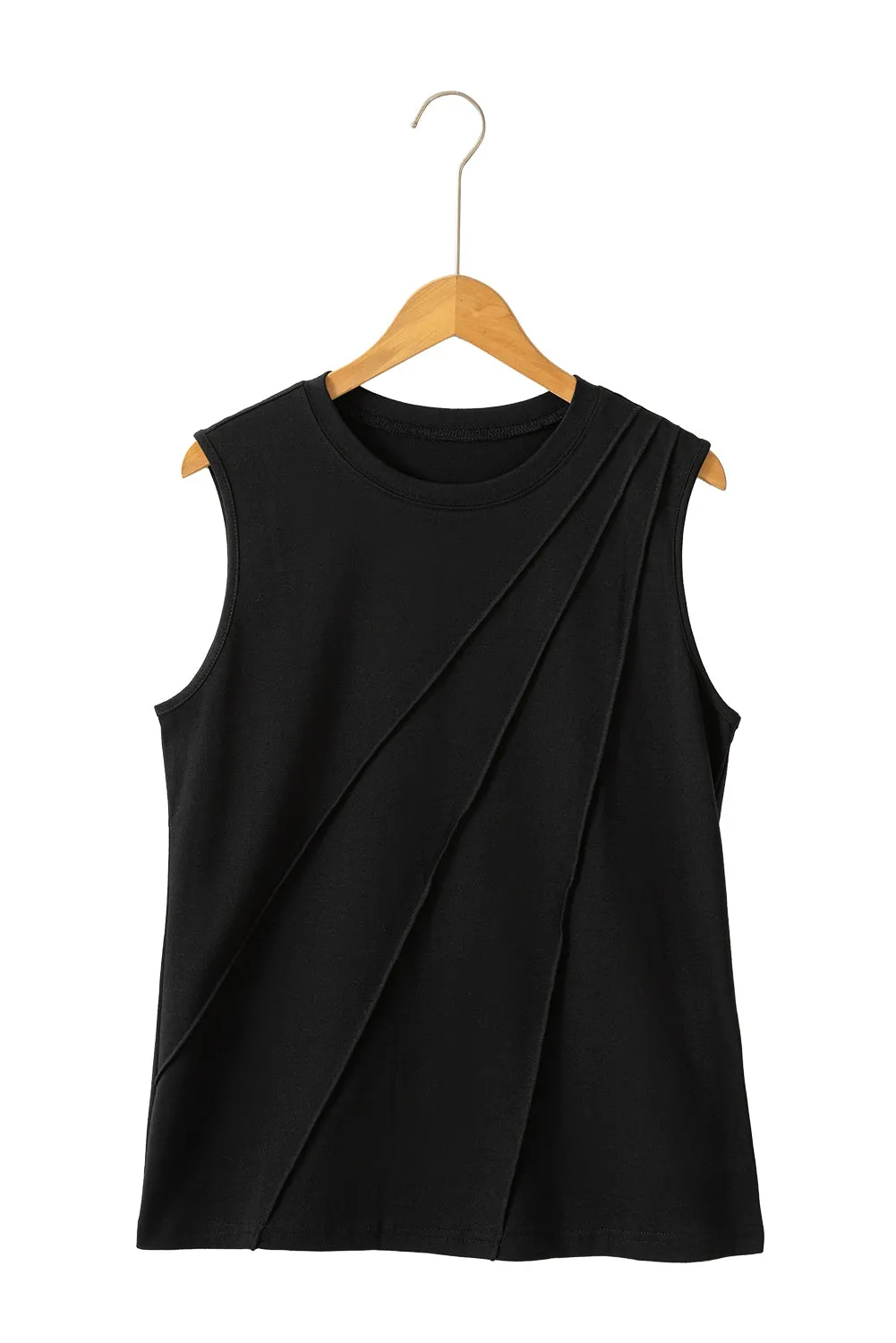 Solid Color Crew Neck Pleated Sleeveless Top – Keep It Simple, Keep It Sexy 💖