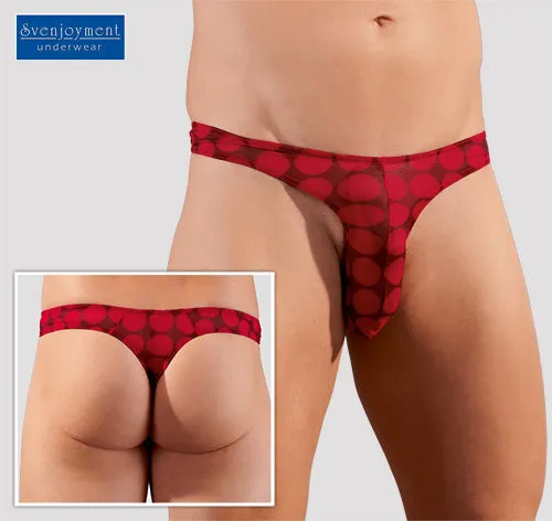 Svenjoyment Multi Dot Sheer Thong Underwear Red 2110261-3700 Size M