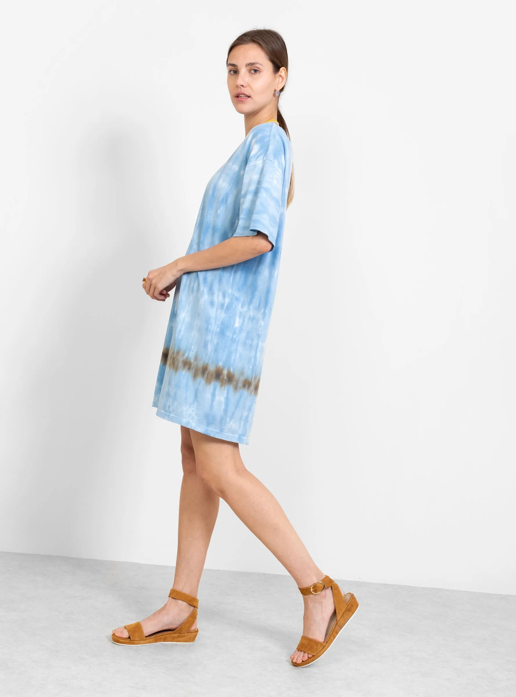 T-Shirt Dress Blue Stripe Tie Dye