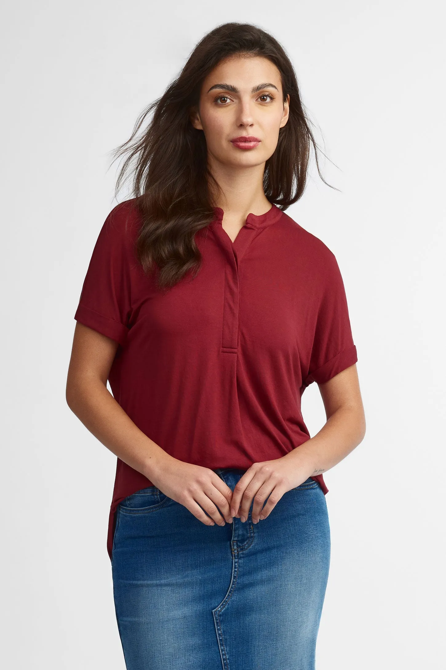 T-shirt henley modal - Femme