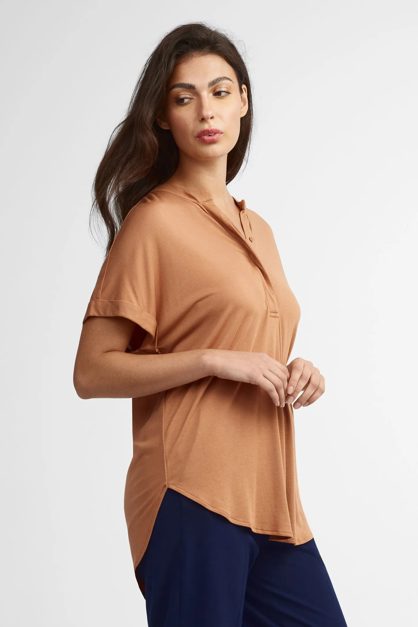 T-shirt henley modal - Femme