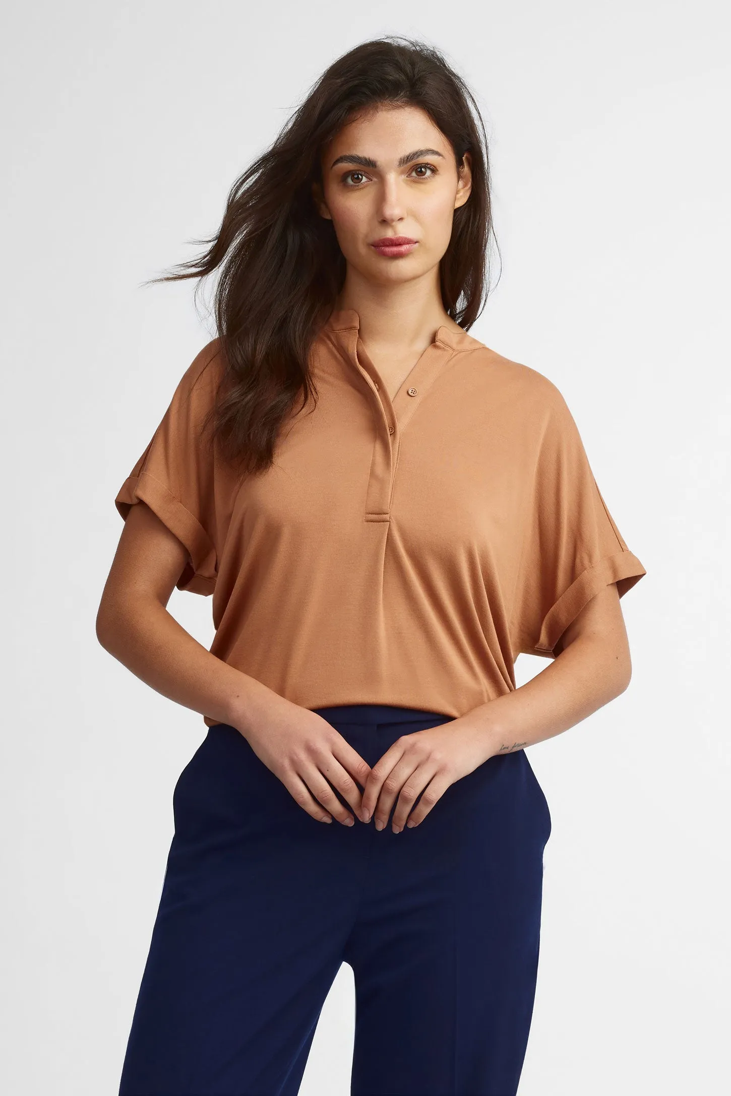 T-shirt henley modal - Femme