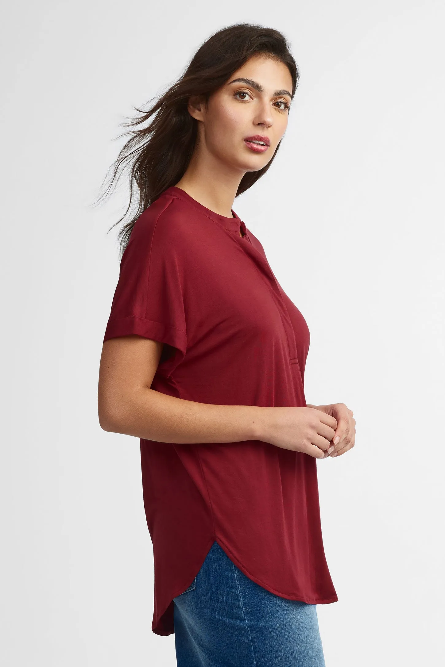 T-shirt henley modal - Femme