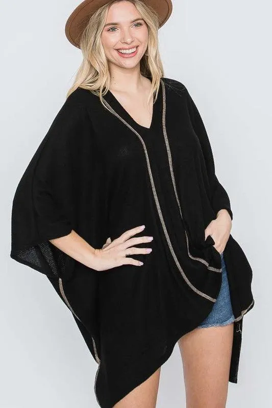 TEEK - V-NECK PONCHO TOP