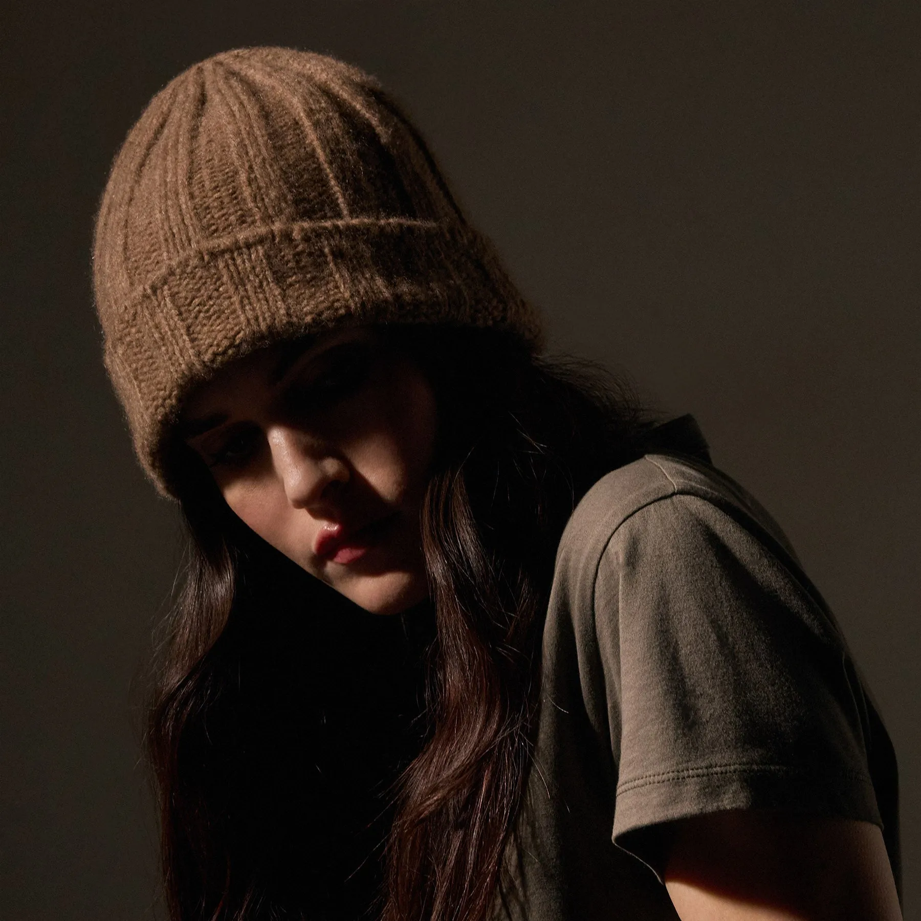 Textured Cashmere Beanie - Chestnut