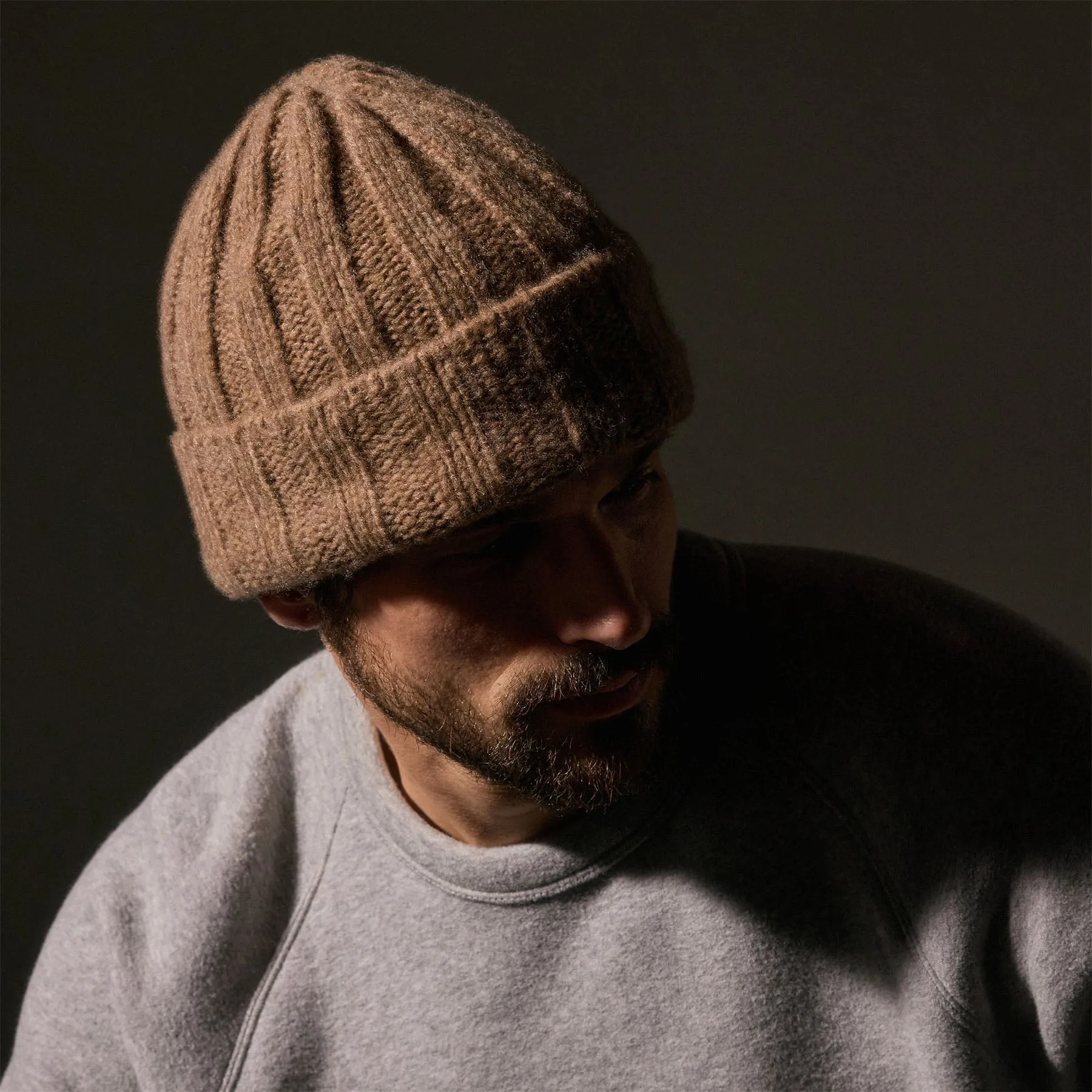 Textured Cashmere Beanie - Chestnut