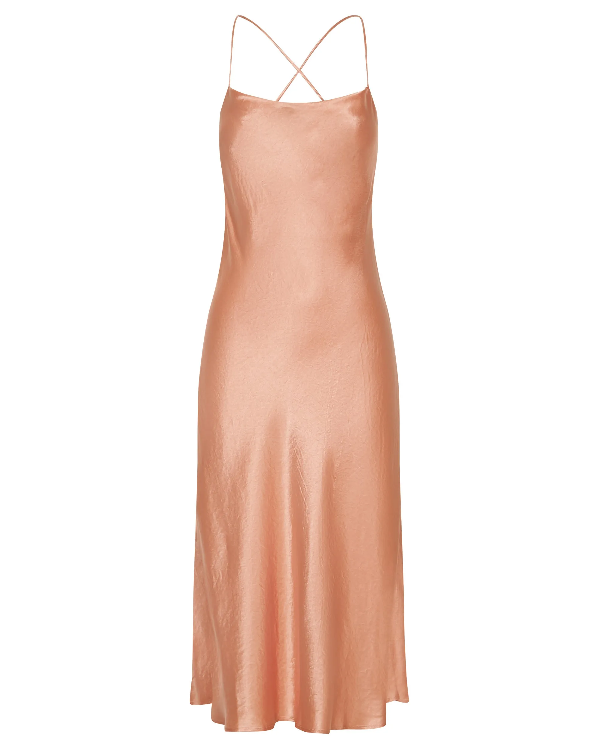 Third Form Crush Bias Cowl Slip Dress - Guava