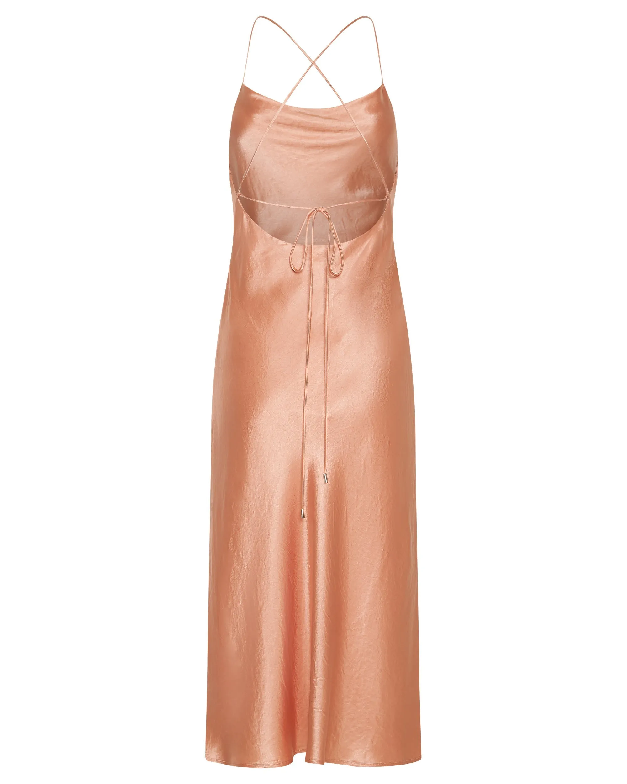 Third Form Crush Bias Cowl Slip Dress - Guava