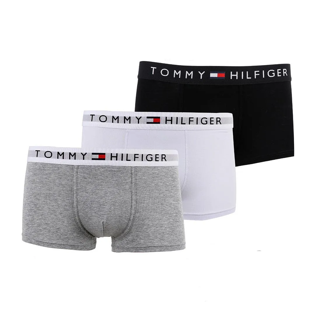 Tommy Hilfiger Crested Elastic Band 3 IN 1 Pack Black or Blue White and Grey Boxers