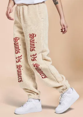 Trendy Retro Print Street Fleece Trousers