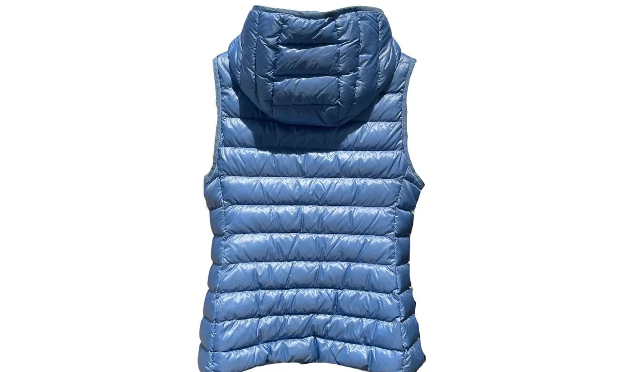 Used Moncler Blue Glygos Hooded Quilted Gilet Vest