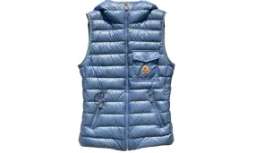 Used Moncler Blue Glygos Hooded Quilted Gilet Vest