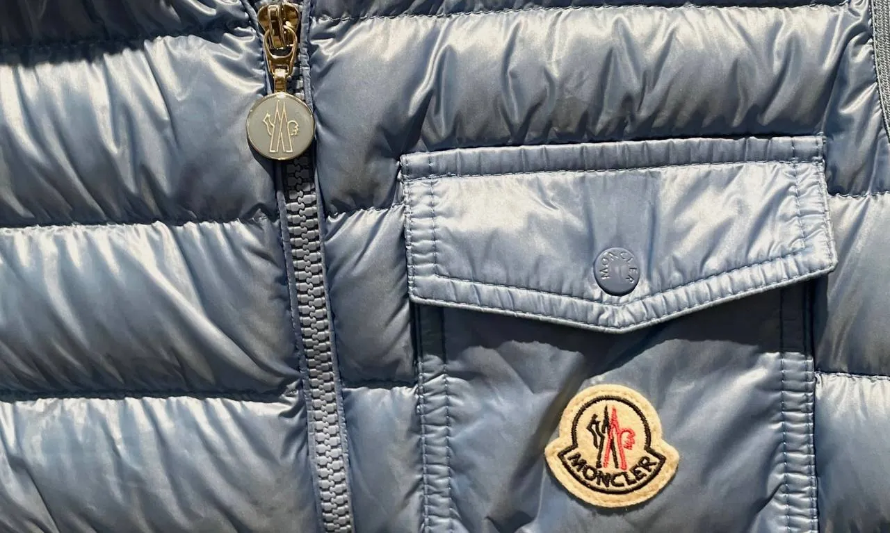 Used Moncler Blue Glygos Hooded Quilted Gilet Vest