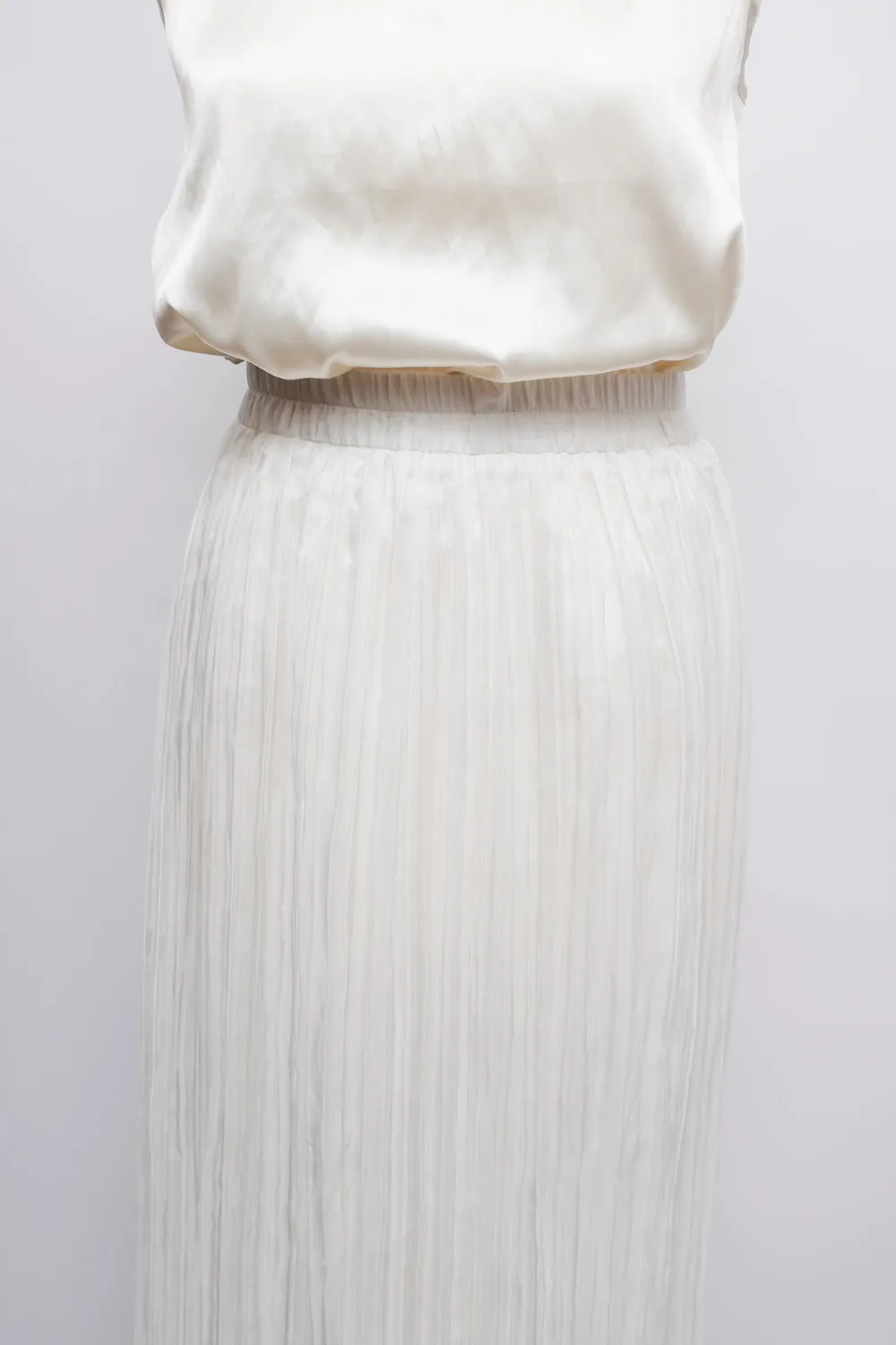 VINTAGE WHITE PLEATED MIDI SKIRT