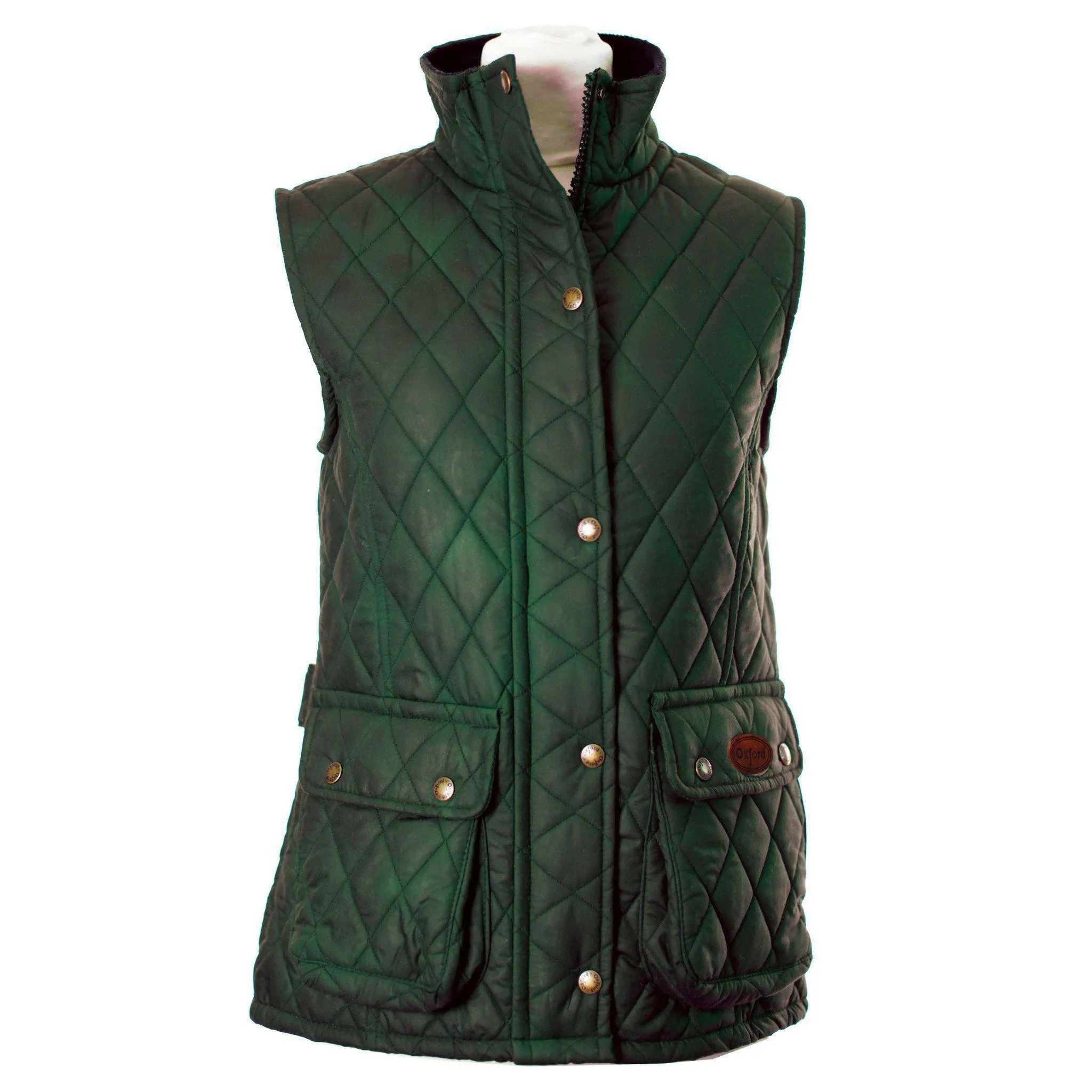 W12 - Women's Newbury Waxed Quilted Gilet - GREEN