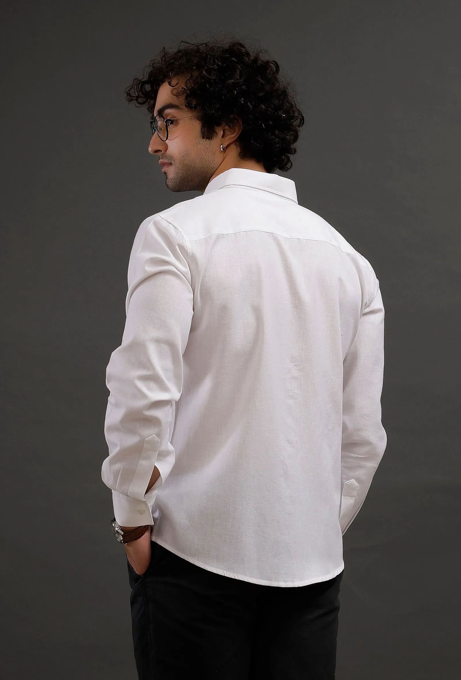 White Cotton Slim Fit Shirt