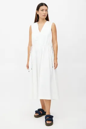 White Drawstring Maxi Dress